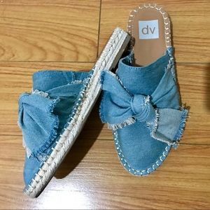 Dolce Vita Denim Bow Mule Espadrille Slides size 8